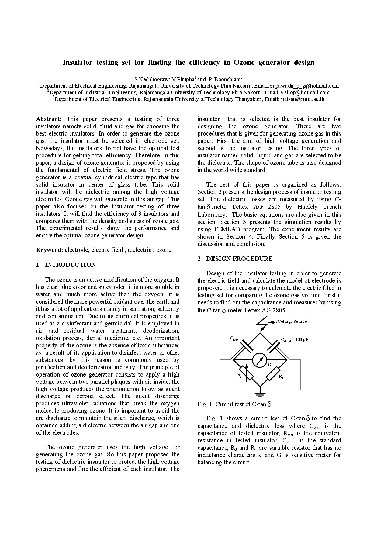 Insulator testing set for finding the efficiency in Ozone generator design