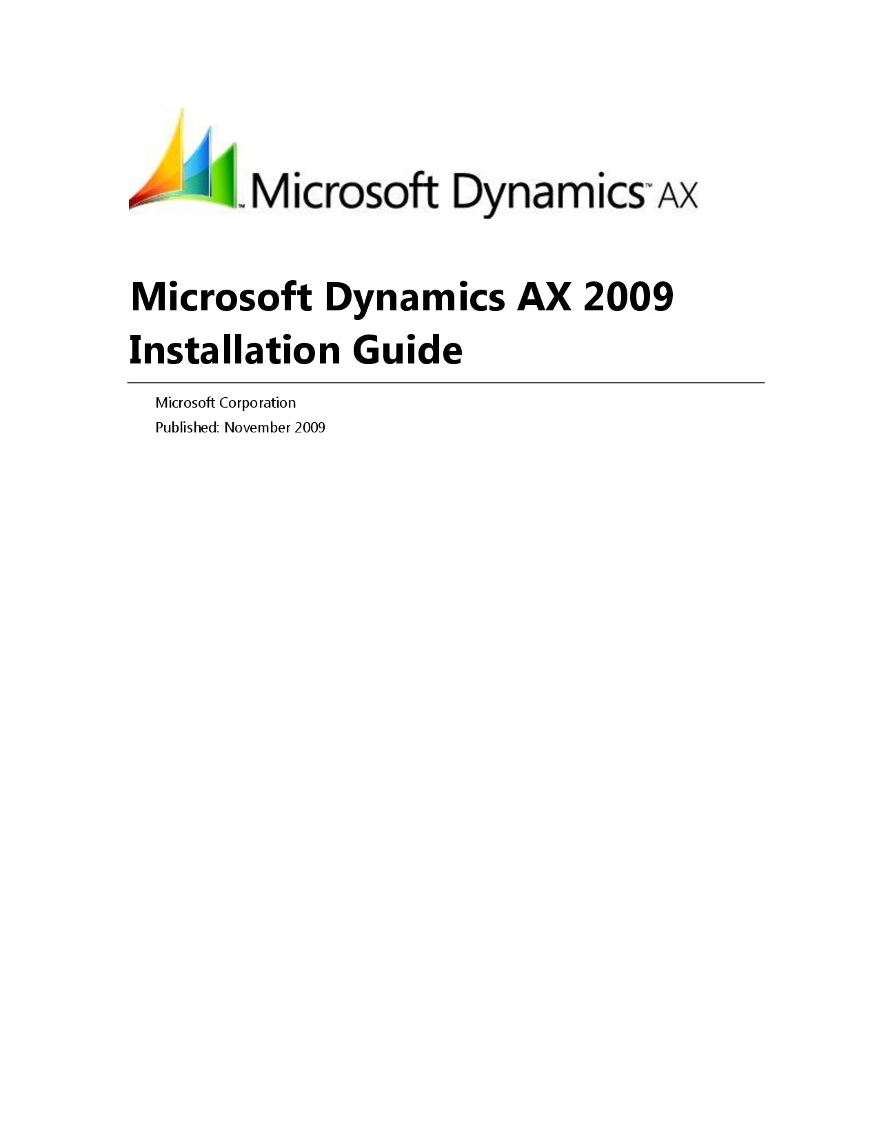 Microsoft Dynamics AX 2009 Installation Guide