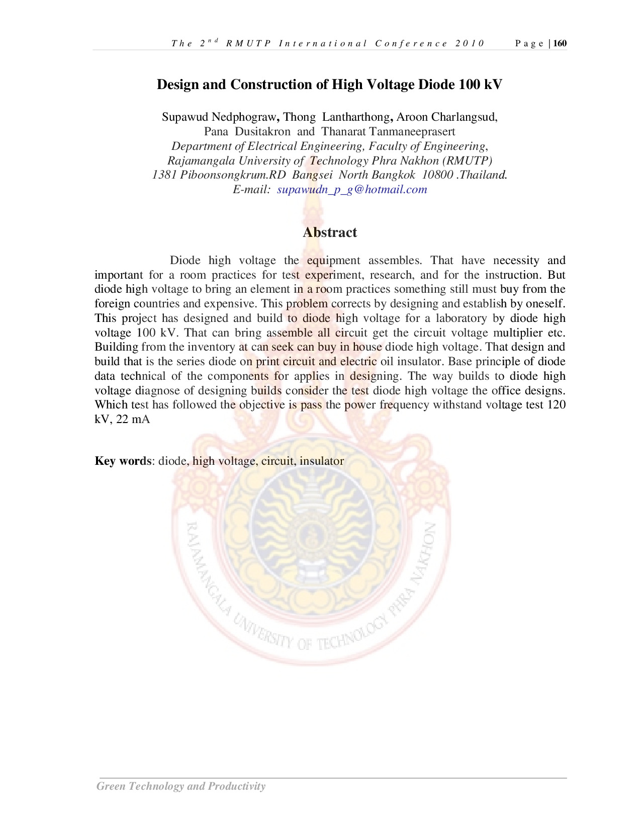 Design and Construction of High Voltage Diode 100 kV