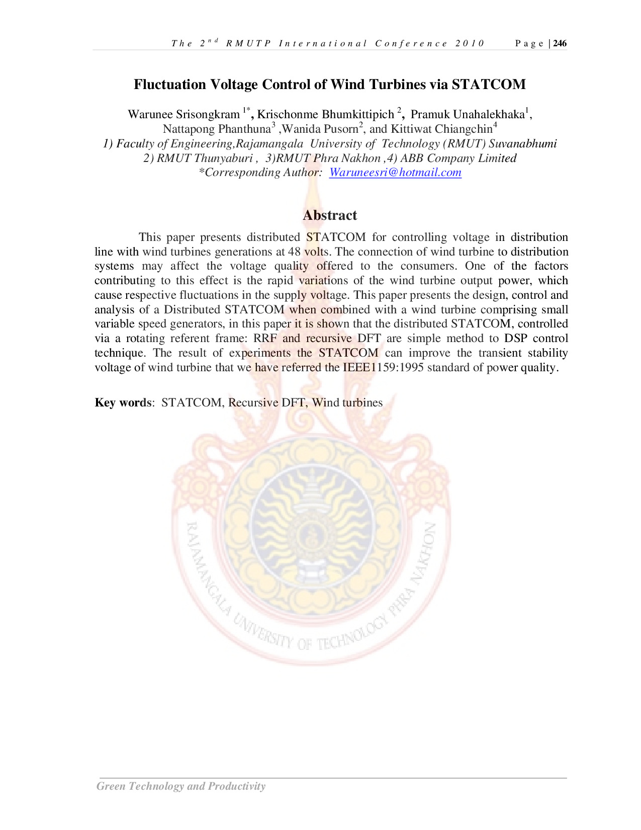 Fluctuation Voltage Control of Wind Turbines via STATCOM