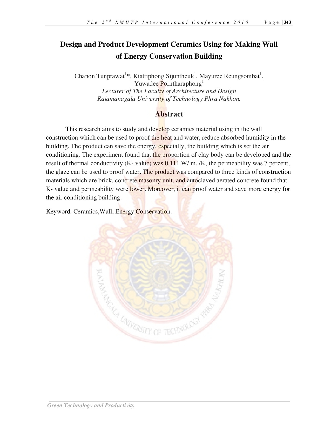 Design and Product Development Ceramics Using for Making Wall of Energy Conservation Building