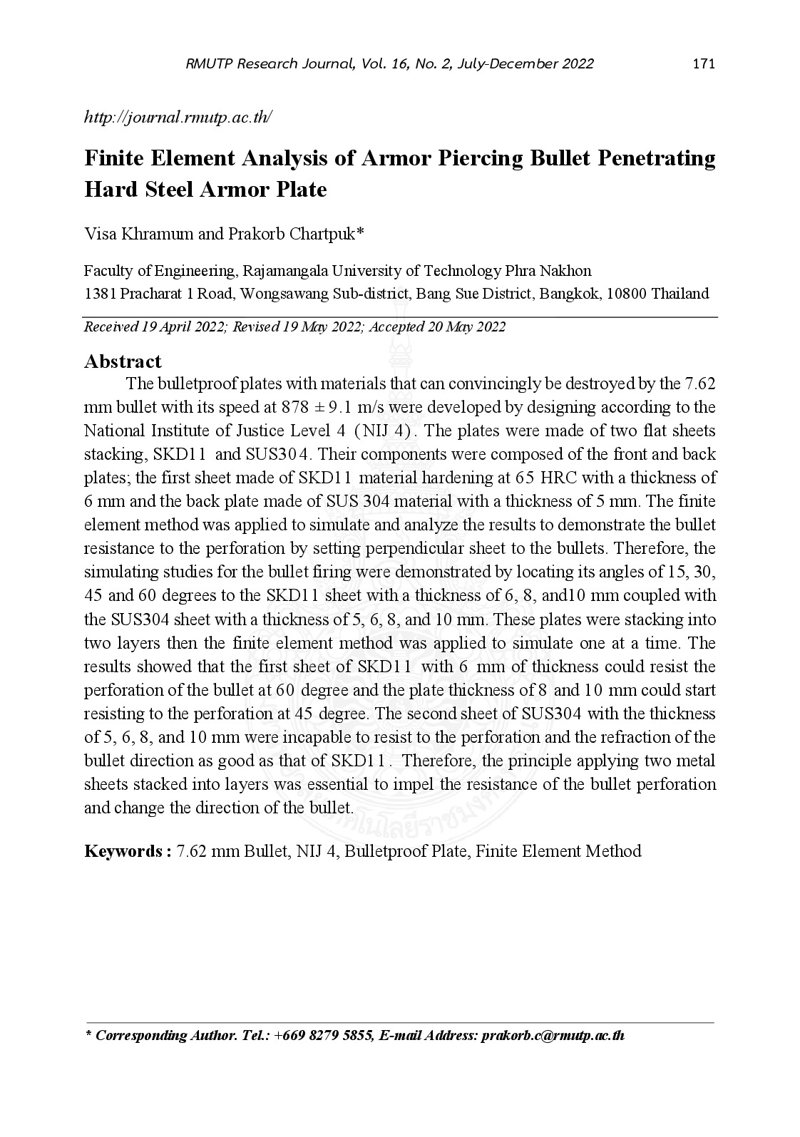 Finite element analysis of armor piercing bullet penetrating hard steel