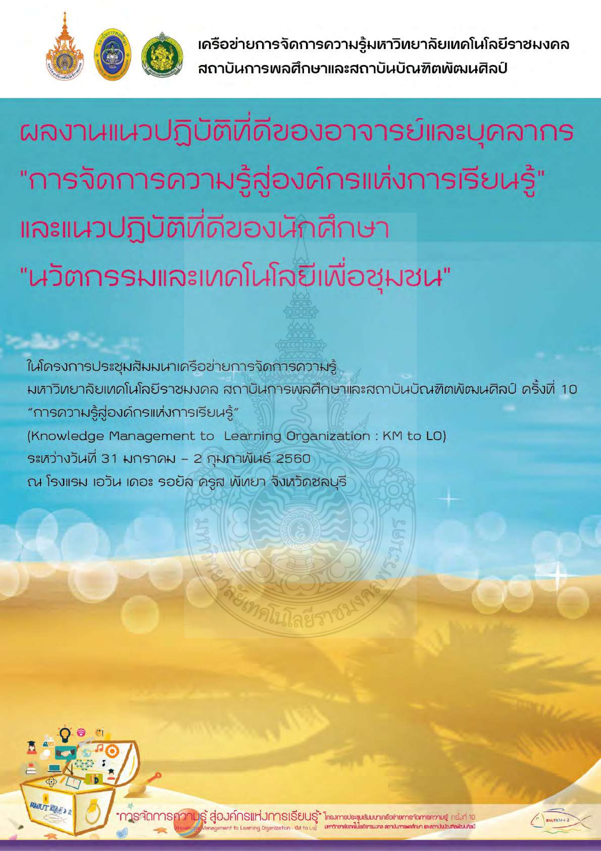 ผลงานแนวปฏิบัติที่ดีของอาจารย์และบุคลากร “การจัดการความรู้สู่องค์กรแห่งการเรียนรู้” และแนวปฏิบัติที่ดีของนักศึกษา “นวัตกรรมและเทคโนโลยีเพื่อชุมชน”